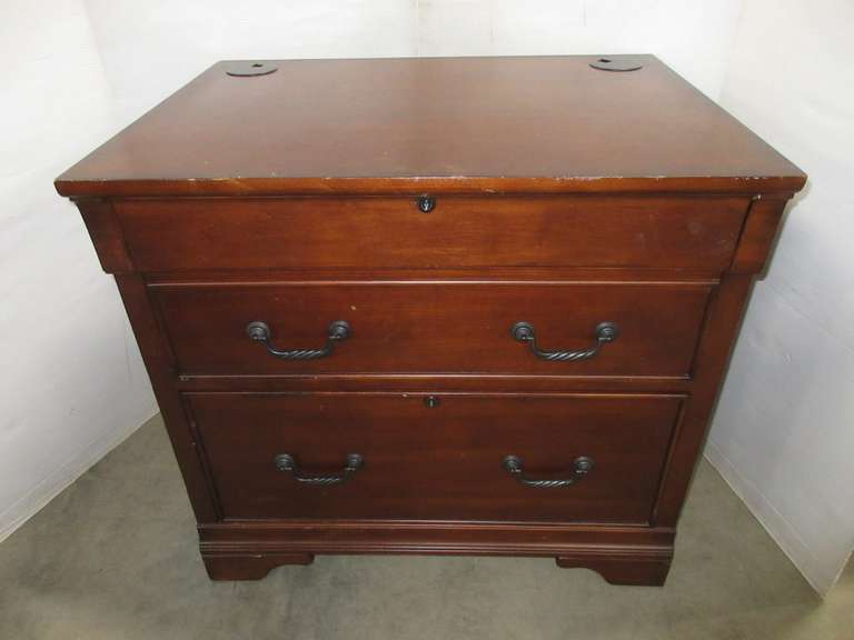 Heavy Cherry Wood File Cabinet with Dovetailed Drawers, Can with Regular Files or Legal Size