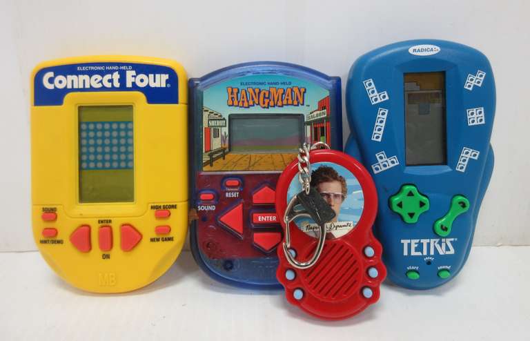 Hand Held Games, Includes: Hangman, Connect Four, Tetris, and a Napoleon Dynamite Backpack Hanger