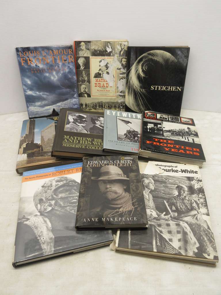 (10) Hardcover "Coffee Table" Style Photography Books, Includes: Louis L'Amour "Frontier", Mathew Brady Civil War, "The Frontier Years' with L.A. Huffman Western Photos, and More