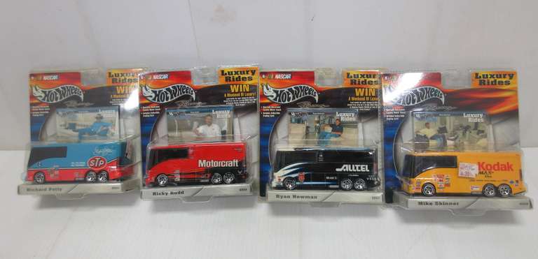 (4) Hot Wheels Luxury Rides, Includes: 1- Mike Skinner, 1- Richard Petty, 1- Ryan Newman, and 1- Ricky Rudd