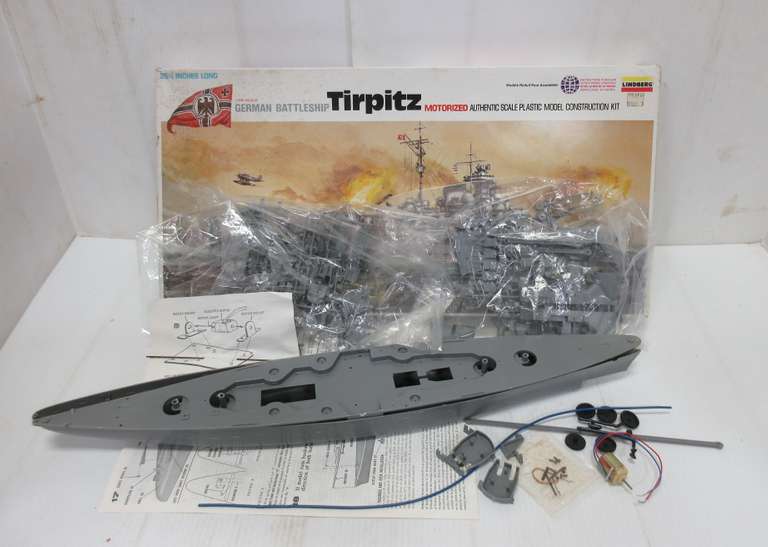 Older Lindberg Motorized Model German Battleship "Tirpitz" with Instructions, and Motor