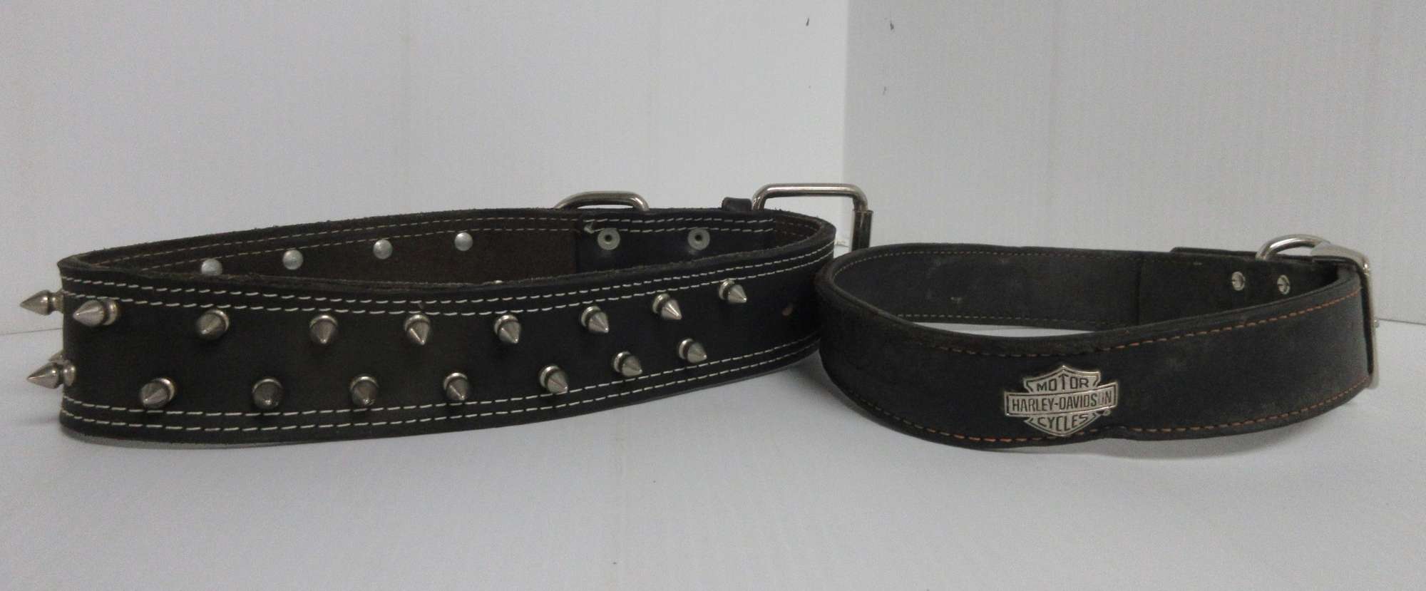 Albrecht Auctions (2) Heavy Duty Leather Dog Collars 1 Harley