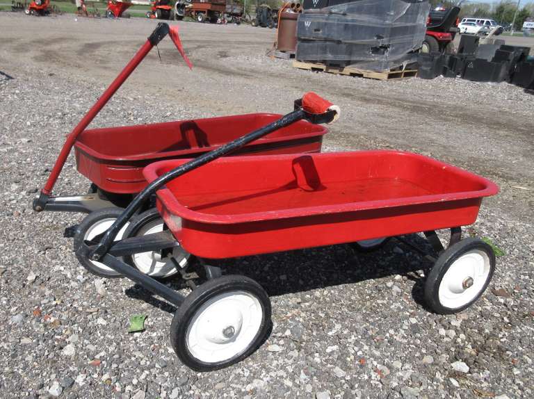 (2) Antique Red Wagons