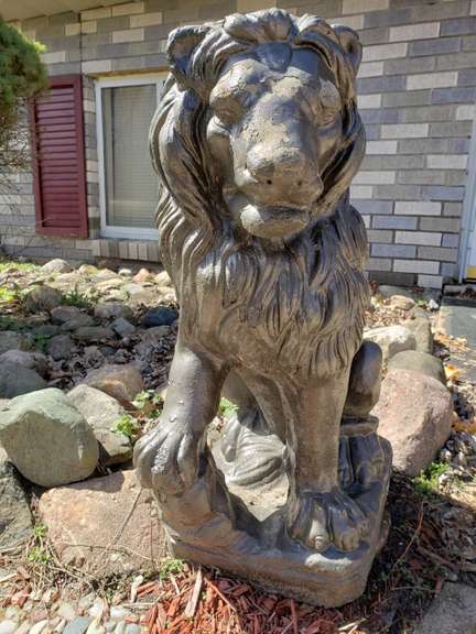 (2) Large Cement Lions