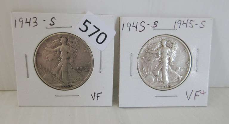 1943-S and 1945-S Walking Liberty Half Dollars