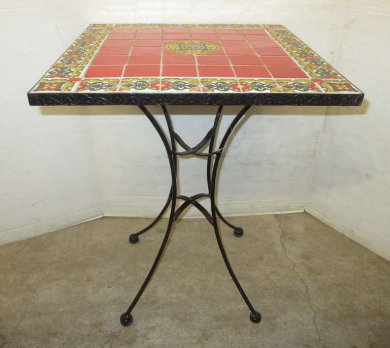 Outside Metal Table with Tile Top