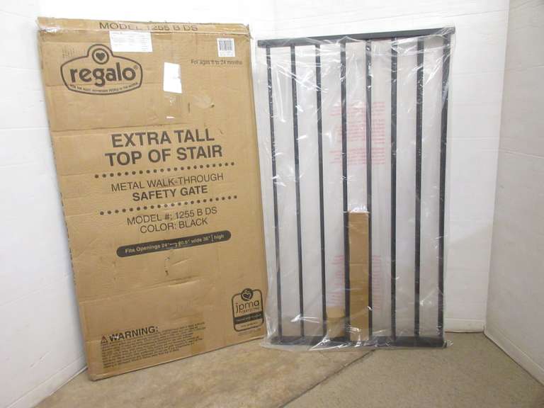 Regalo Extra Tall Top of Stairs Safety Gate, Black in Color