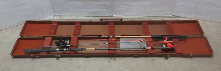 (2) Fishing Rod and Poles, Hard Case, and Small Box of Tackle