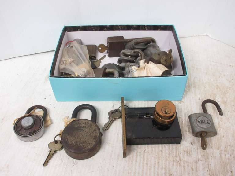 Older Padlocks, Include: Corbin, Yale, and Hurd, (15) with Keys, (2) without Keys, and (2) Older Combination Locks