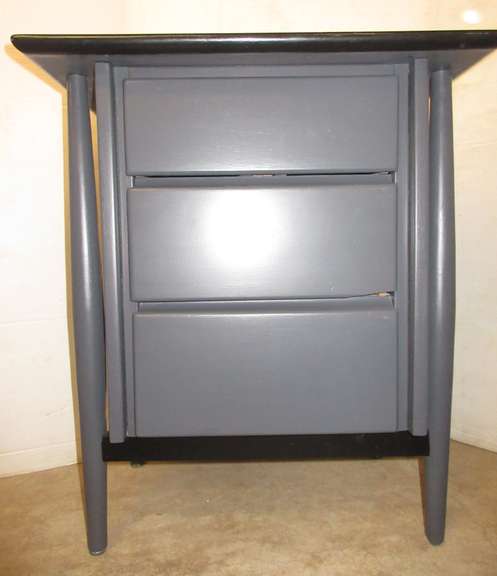 Older Wakefield Three-Drawer Side Cabinet, Tongue and Groove Drawers, Was Blonde Maple, Painted Black and Gray