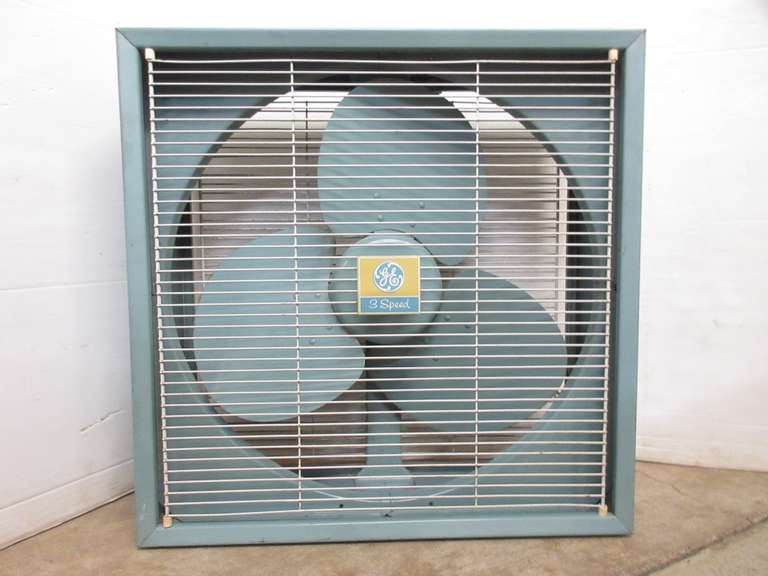 Vintage 1960's General Electric Turquoise Box Fan, Powerful Three-Speed, Very Heavy