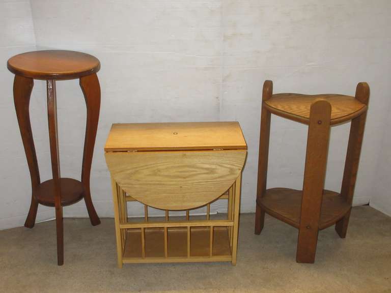 (3) Accent Tables: 1- Sides Fold, 18"H; 1- Heart Shape, 22"H; 1- Plant Stand, 27"H