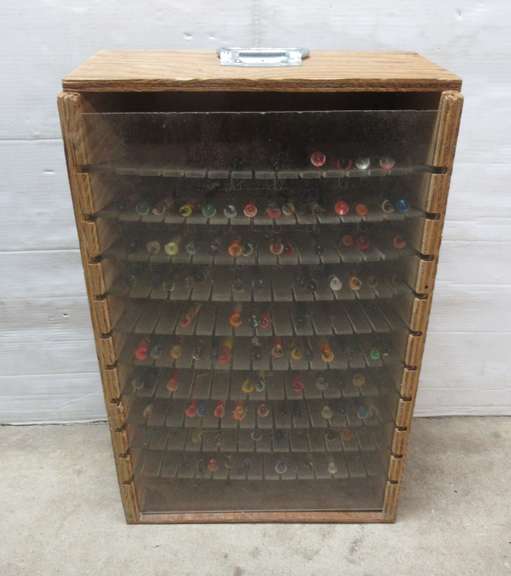 Shop Built Lure Box with (105) Old Pencil Plugs Used on St. Clair and Detroit River System for Handling and Whipping