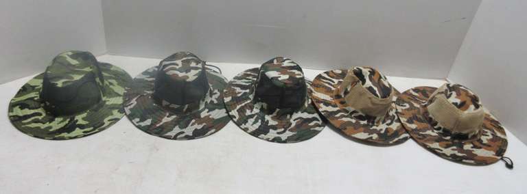 (5) Fishing or Sun Hats, No Size Listed, Larger than Size 7