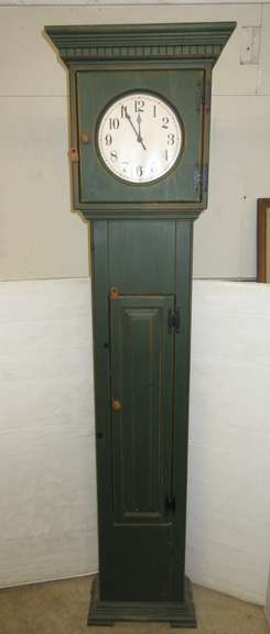 Tall Decorative Grandfather Clock with Interior Storage Shelves, Battery Run