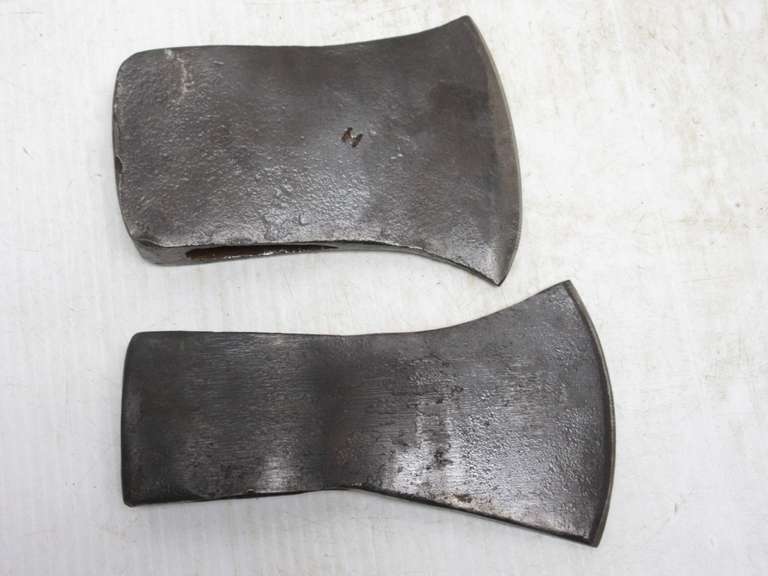 (2) Antique Axe Heads, 1- Marked with "H"