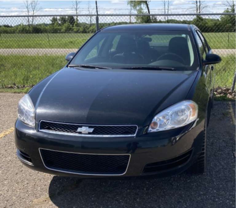 2014 Black Chevrolet Impala, Odometer, 164,649, VIN: 2G1WD5E31E11586341, Used for Road Patrol Car