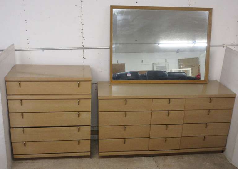 (2) Mid-Century Modern Dressers, and Mirror