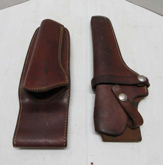 (2) Older Leather Hunter Brand Belt Mount Pistol Holders