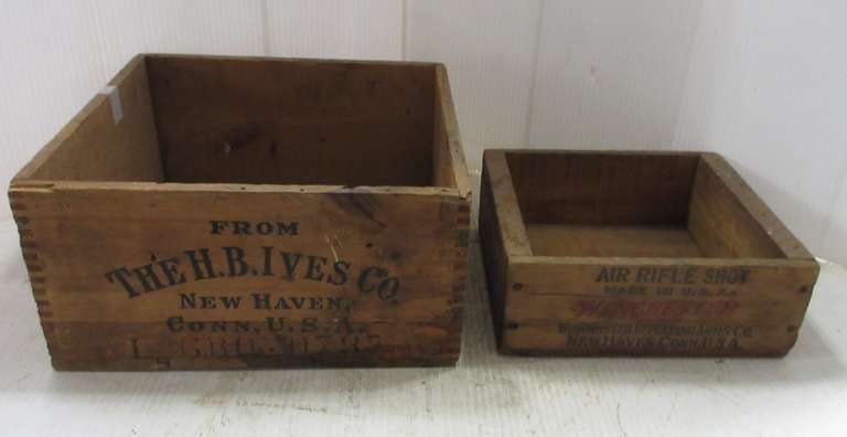 (2) Small Wood Crates: The H.B. Ives Co., and Winchester Air Rifle Shot