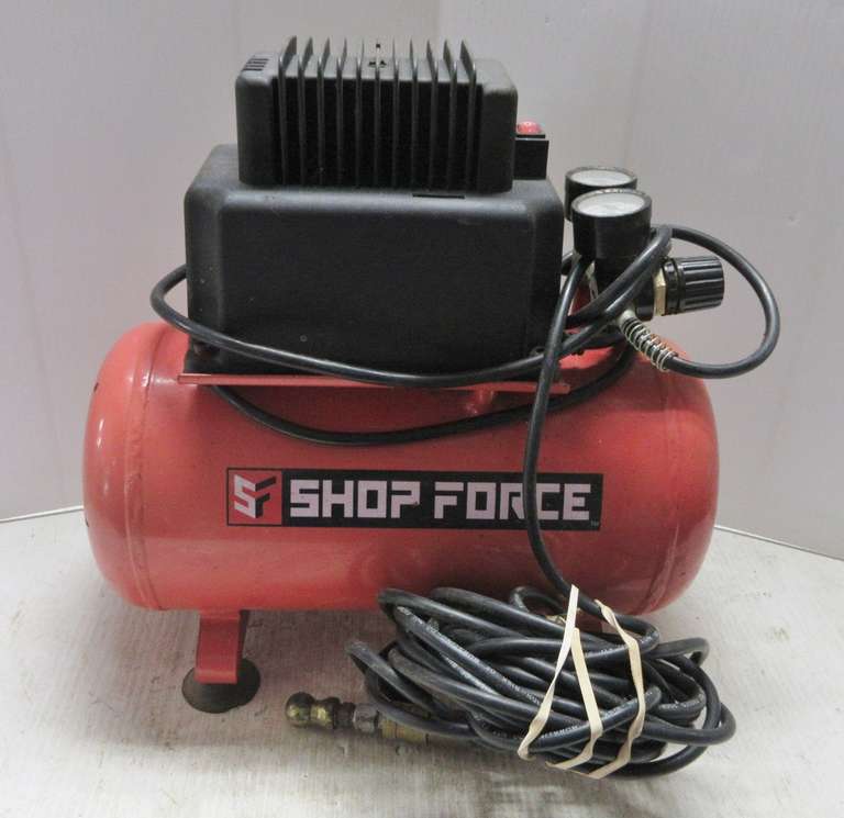 Air Compressor by Shop Force, 70/100 PSI, 30' Air Line Plus Gauge