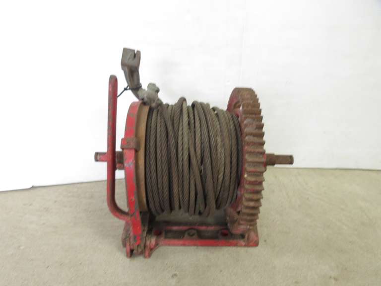 Sasgen Derrick Co. Manual Crank Winch, Made in the USA, Has Gear Reduction and Hand Brake, 3/8 Cable, 4000 lb. Capacity