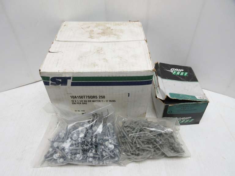 Over (500) No. 10 x 1 1/2" Square Drive Screws; Over (150) No. 10 x 1 1/2" Fast Grip Screw/White and Green Heads, All Left Over From Building Pole Barn