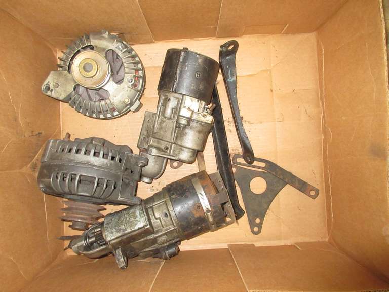 Late 1960s Mopar Parts, Including: (2) Alternators, (2) Starters, Alternator Brackets, and (2) Small Block Trans to Engine Braces