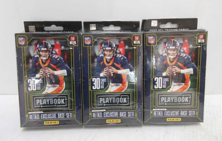 (3) 2020 Playbook Football Hanger Boxes, 30 Cards Per Box