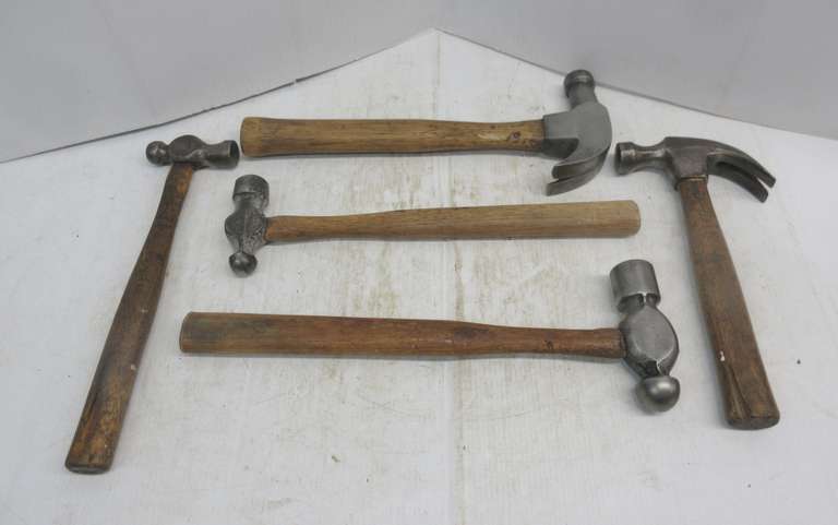 (5) Antique Claw and Ball Peen Hammers: Heller, Maydole, Handyman, and More, USA