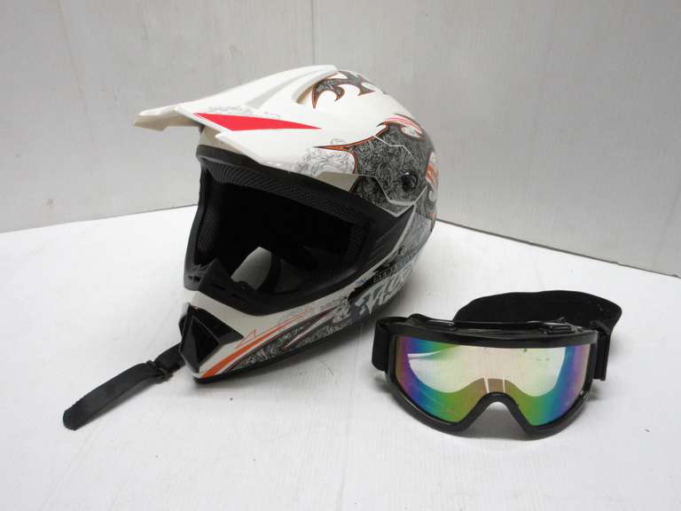 Motorcycle/ATV Helmet, and a Pair of Goggles