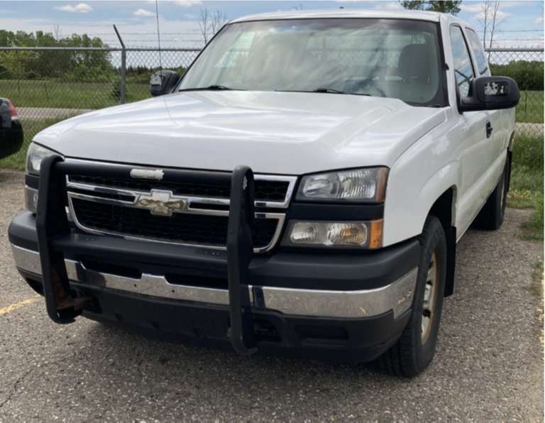 2007 White Chevrolet Pickup, Odometer, 207,274, VIN: 1GCEK19ZX7156365, Used for the Marine Division