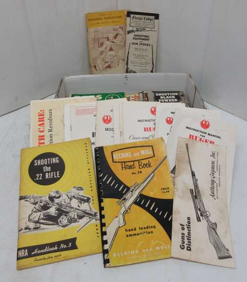 Approx. (25) Older Gun/Rifle/Shooting Manuals, Catalogs, and Handbooks, Includes: 15- Ruger Instruction Manuals for Different Models, Smith & Wesson Catalog, Reloading Guides, and More