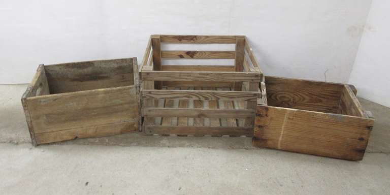 (3) Rustic Antique Farmhouse Wood Boxes/Crates