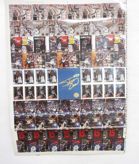 Shaquille O'Neal Uncut Sheet with Rookies and Inserts Hoops Skybox