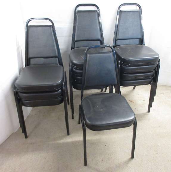 (12) Black Stackable Chairs