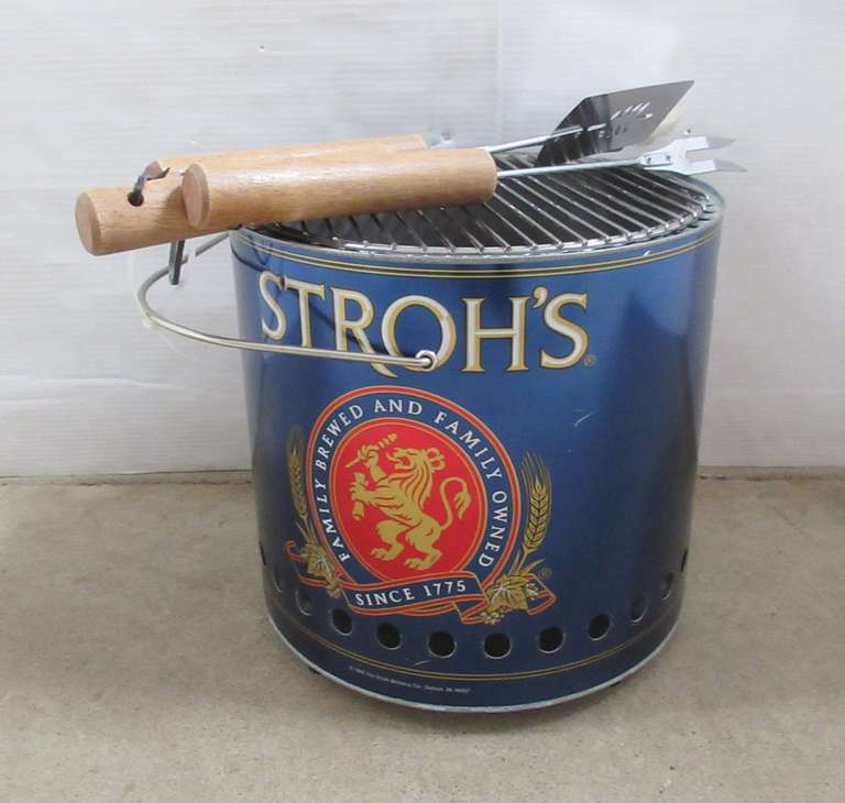 Stroh's BBQ Can with Strohs BBQ Tools