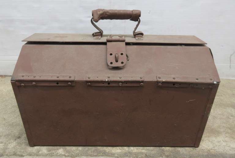 Older Primered Flip Top Metal Tool Box