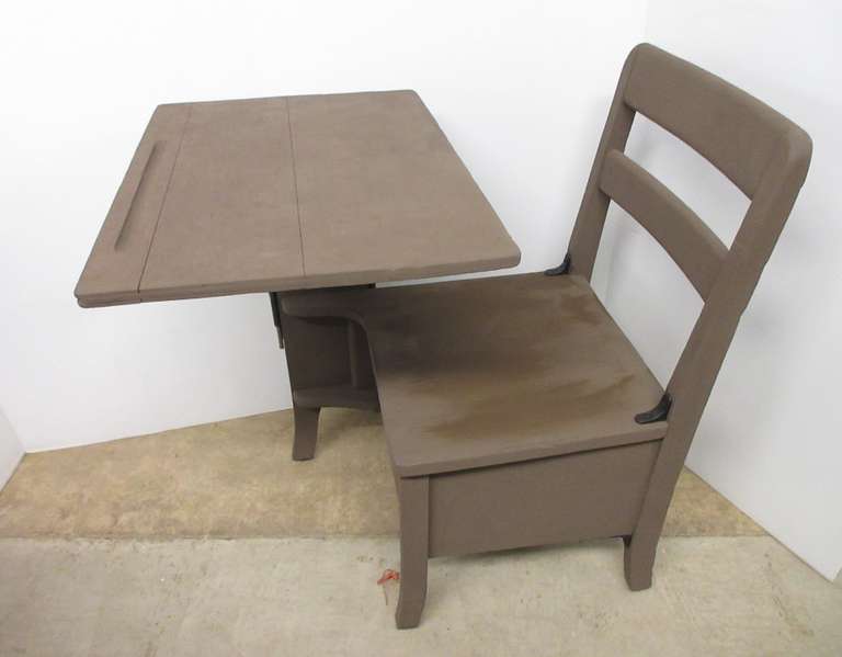 School Desk from Grindstone City School by Port Austin, Made by Moulthrop