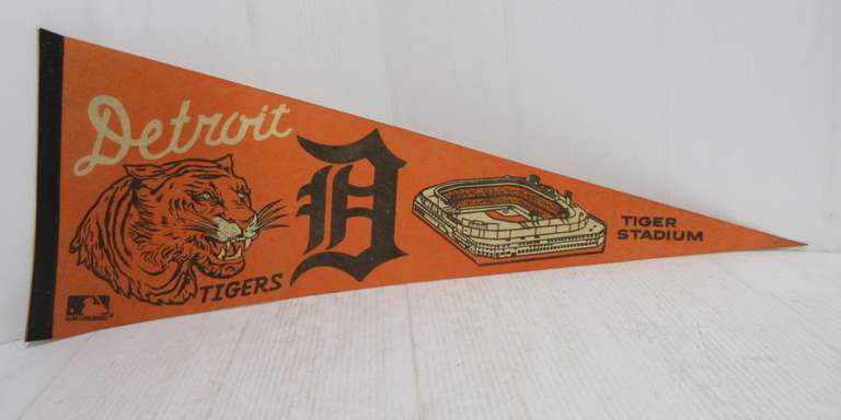 1970's Detroit Tigers, Tigers Stadium Logo Baseball Pennant Full Size