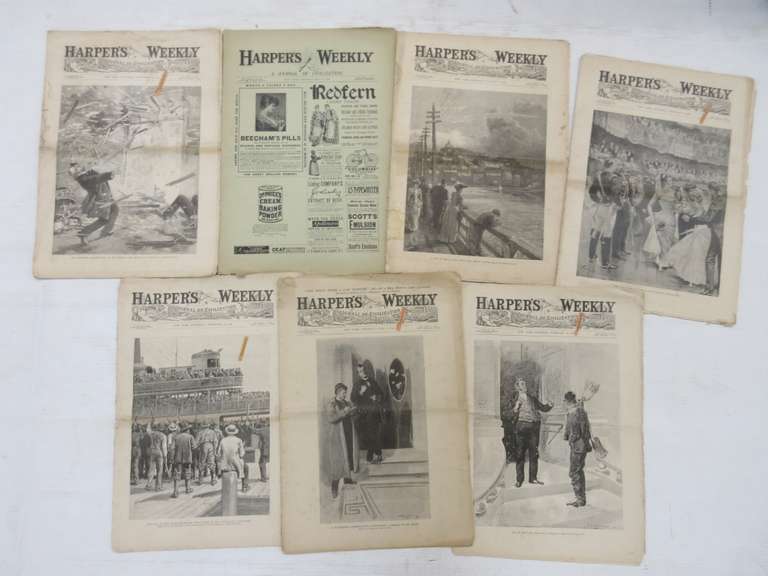 (7) Original Harper's Weekly Newspapers from 1990-1992