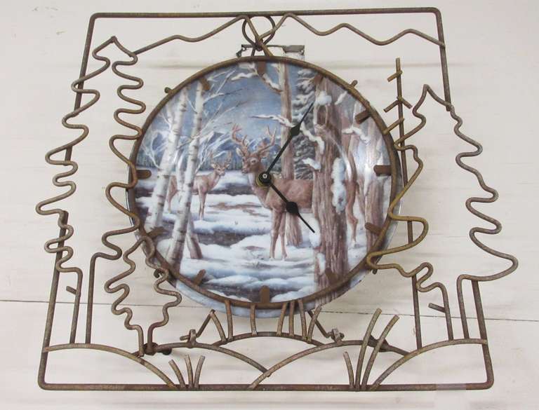 Rustic Hanging Deer Clock