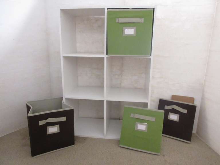 Display Cubby with Fabric Baskets, and Backing for Three Cubes