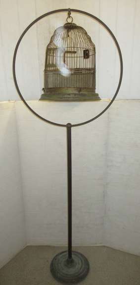 Antique Bird Cage with Copper Stand