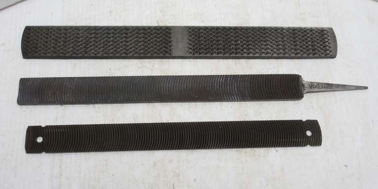 (3) Heavy Rasps: Kearney and Foot- 1 3/4"W x 16 1/8"L; Vixen- 1 3/8"W x 17 1/8"L; Other- 5/16"W x 14"L