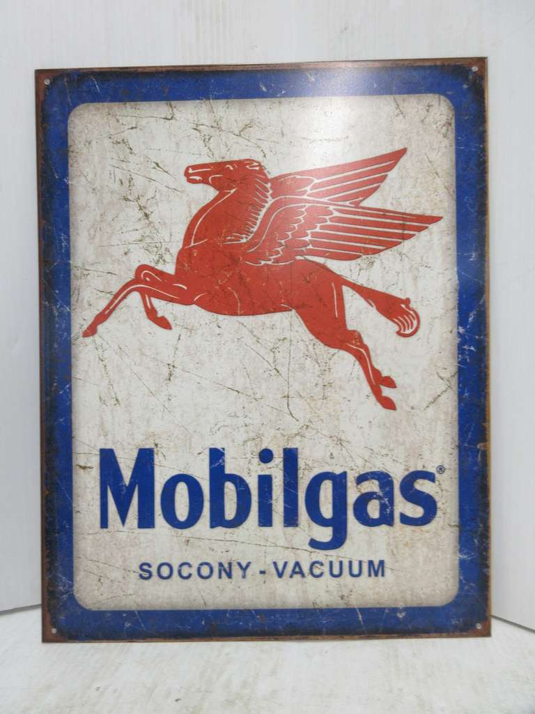 Modern Metal Mobil Gas Sign