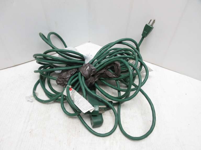 (2) Three-Prong Green 20' Electric Cords with Three-Outlets on the Ends