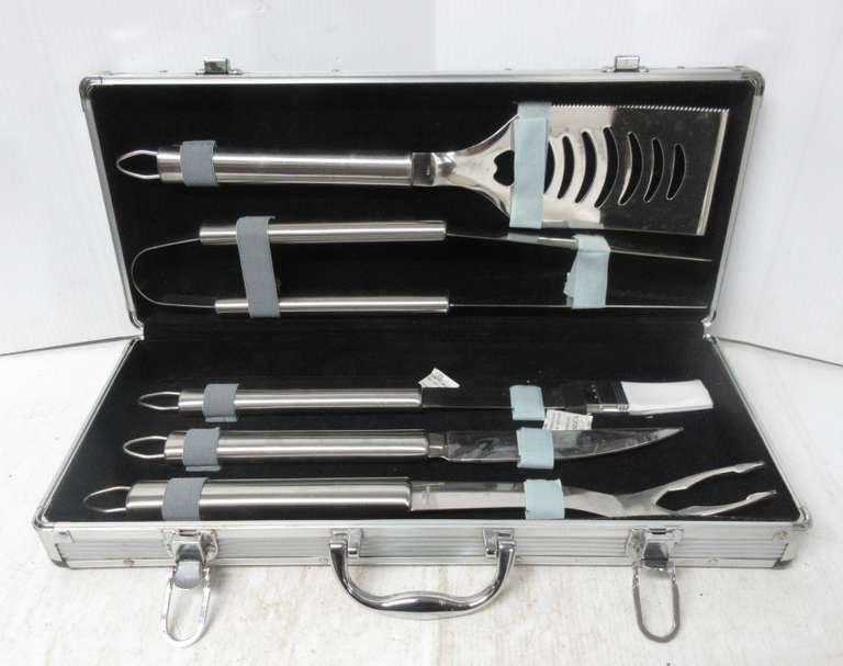 Five-Piece Stainless Steel Grill Set in Locking Case