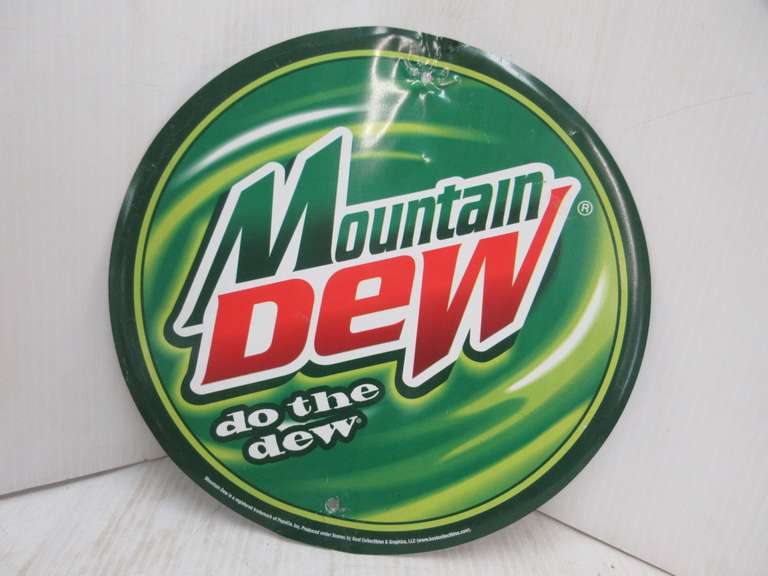 Tin Mountain Dew Sign