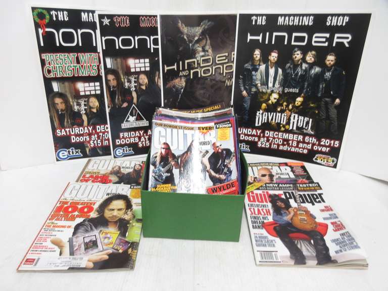 (4) Hinder and Nonpoint Posters from the Machine Shop; (20) Guitar Magazines, Featuring: Slash, Zakk Wylde, and More